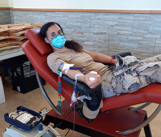 Imagen de la campaña de donación de sangre en la Base Aérea de Gando / TA